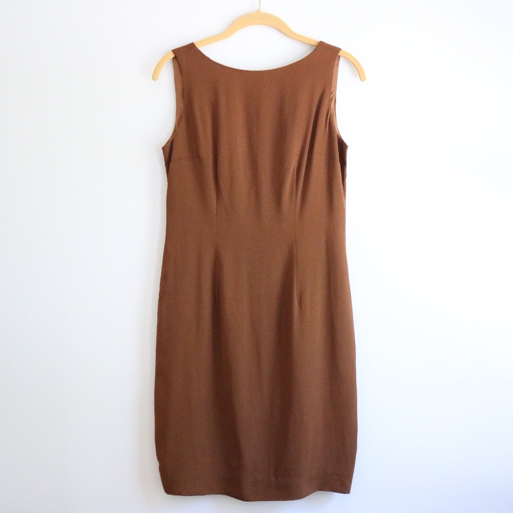 Camel Brown Sleeveless Sheath Dress